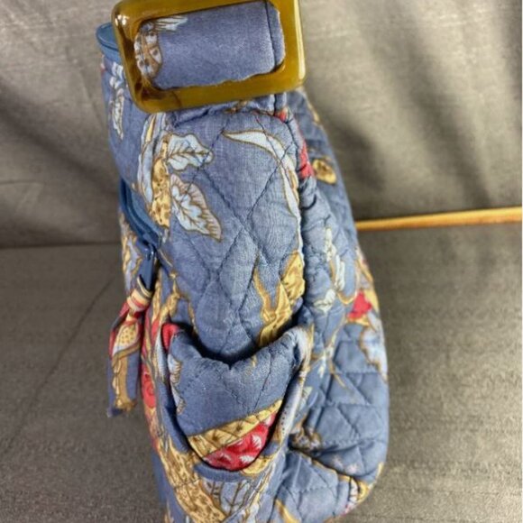 Appleseed Blue Floral Cloth Purse 10.5 x 7.5 x 5 w 9-18in adj hang - Picture 3 of 8